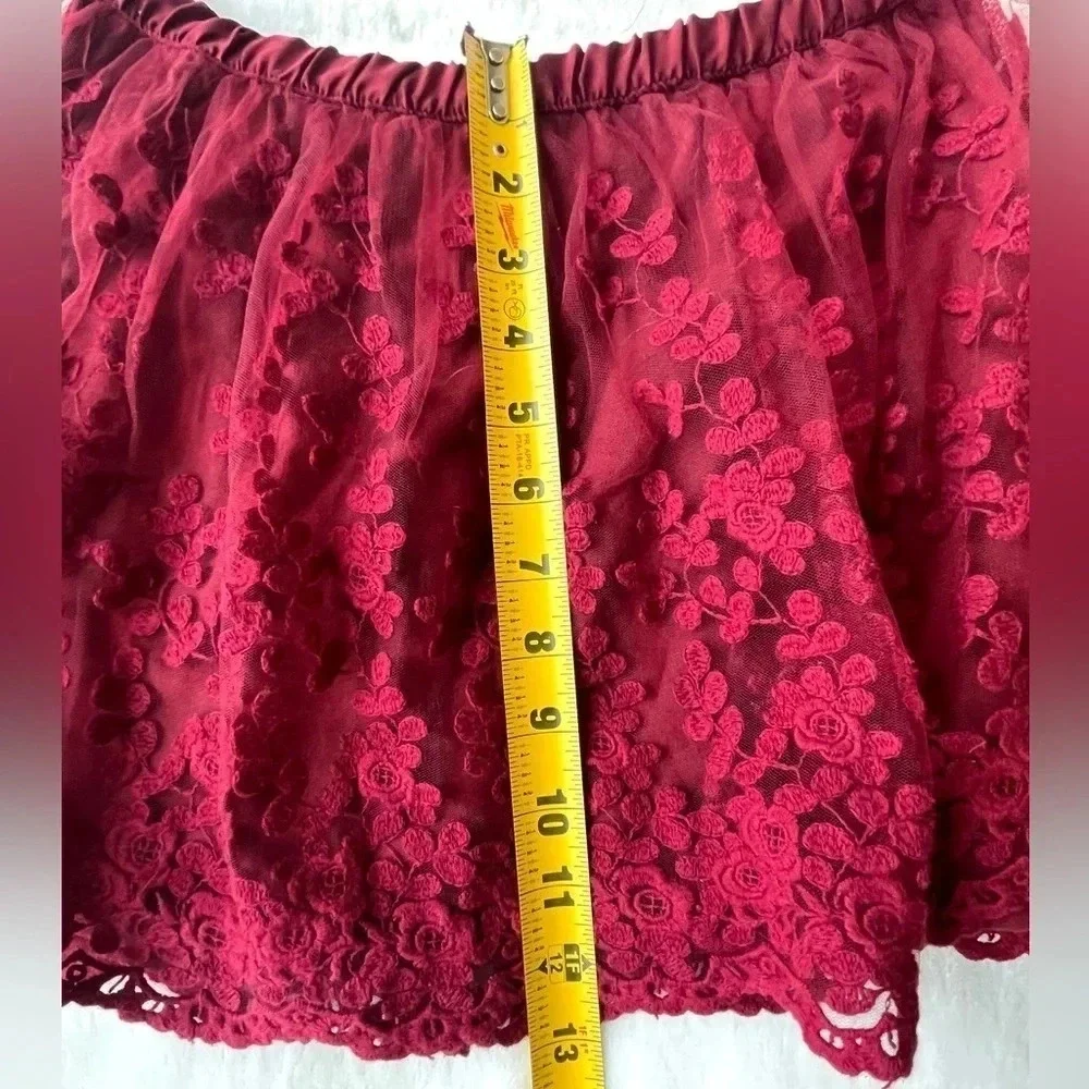 ZARA Kids Special Event Red Sheer Floral Skirt girls size 11/12 years